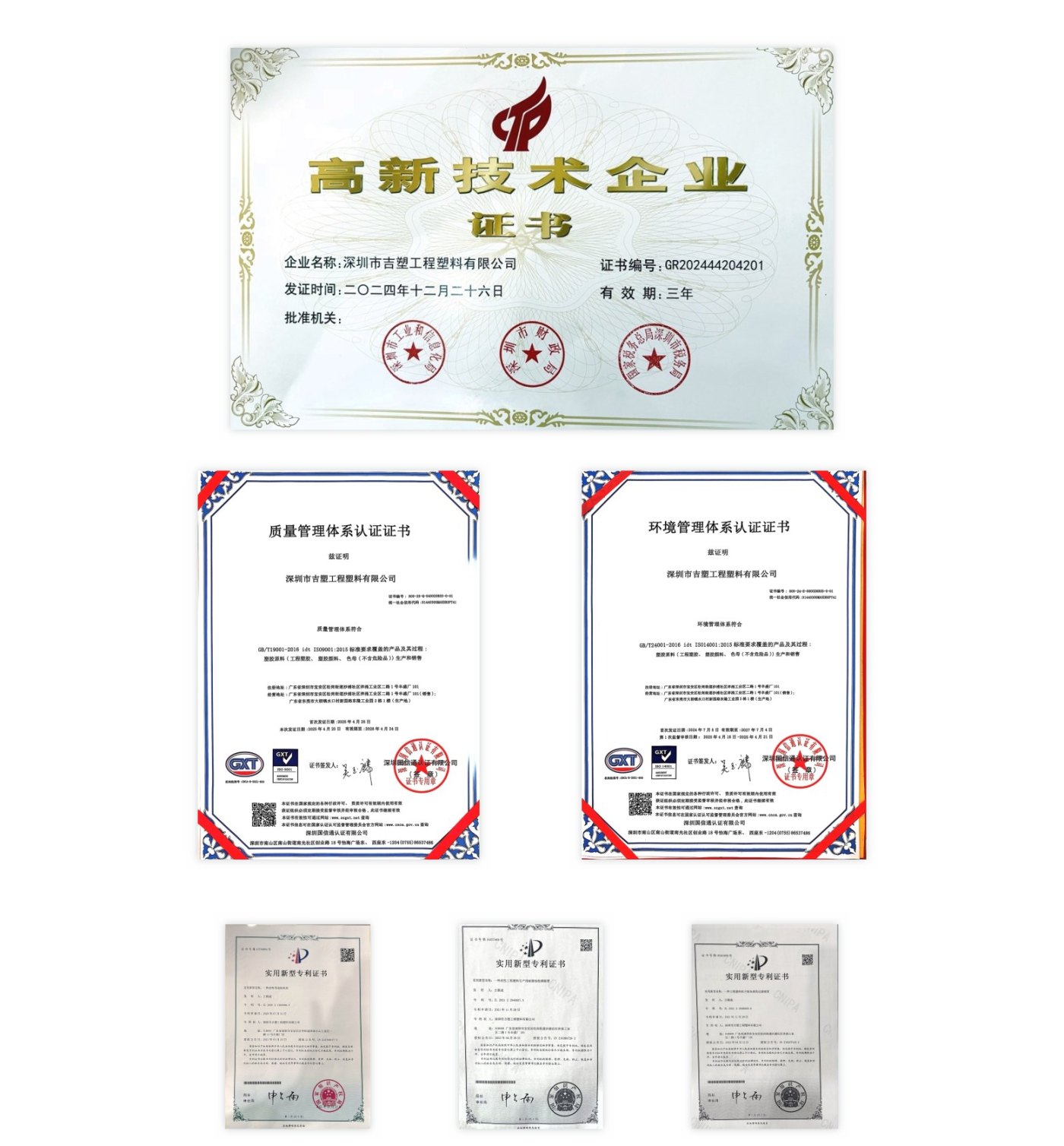 广东吉塑新材料有限公司 · 资质证书